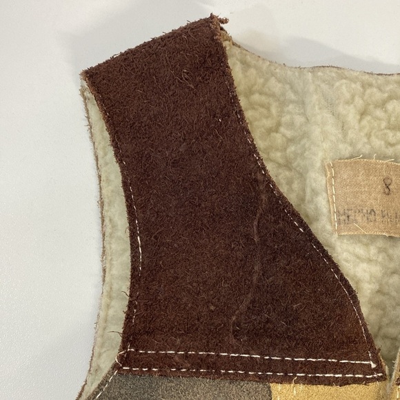 Vintage Suede Patchwork Vest Shearling Boys/Girls 8 - Picture 11 of 12